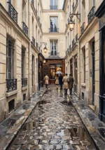 Rainy Paris Passage Paris Cityscape Wall Art Canvas Print