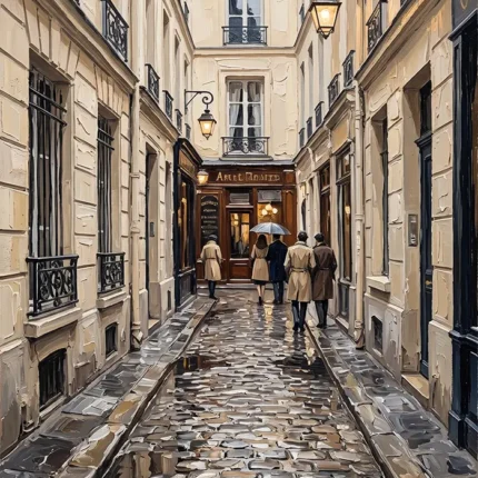Rainy Paris Passage Paris Cityscape Wall Art Canvas Print