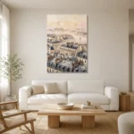 Paris Rooftop Mist Paris Cityscape Wall Art Canvas Print styled in a refined neutral interior
