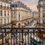 Paris Evening Balcony Paris Cityscape Wall Art Canvas Print