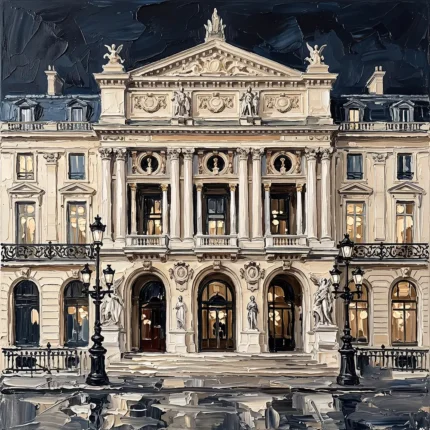 Paris Opera Facade Paris Cityscape Wall Art Canvas Print