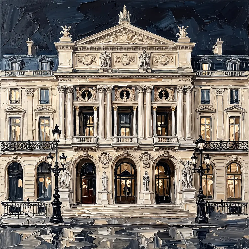 Paris Opera Facade Paris Cityscape Wall Art Canvas Print