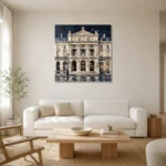Paris Opera Facade Paris Cityscape Wall Art Canvas Print styled in a refined neutral interior