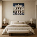 Paris Opera Facade Paris Cityscape Wall Art Canvas Print showcased in an elegant minimalist interior