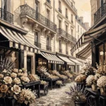 Paris Flower Market Paris Cityscape Wall Art Canvas Print