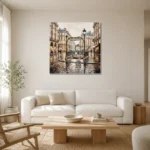 Paris Metro Entrance Paris Cityscape Wall Art Canvas Print styled in a refined neutral interior