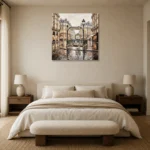 Paris Metro Entrance Paris Cityscape Wall Art Canvas Print showcased in an elegant minimalist interior