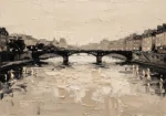 Seine Bridge Paris Cityscape Wall Art Canvas Print