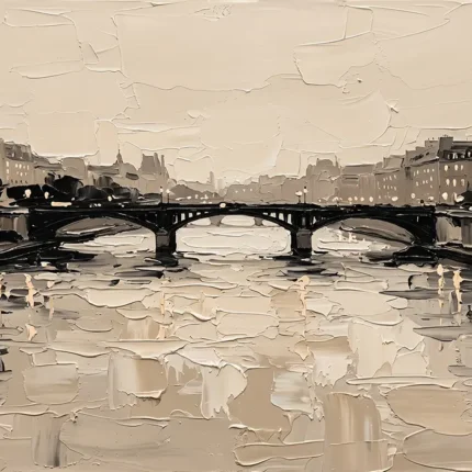 Seine Bridge Paris Cityscape Wall Art Canvas Print