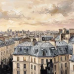 Paris Rooftop Sunset Paris Cityscape Wall Art Canvas Print