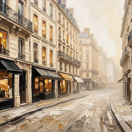 Paris Boutique Street Paris Cityscape Wall Art Canvas Print