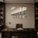 Paris Balcony Facade Paris Cityscape Wall Art Canvas Print displayed in a contemporary gallery-inspired room