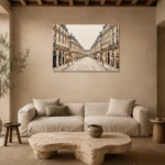 Paris Grand Avenue Paris Cityscape Wall Art Canvas Print presented in a sophisticated home setting