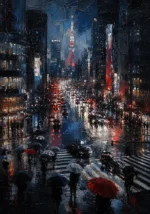 Tokyo Tower Night Cinematic Cityscapes Canvas Print
