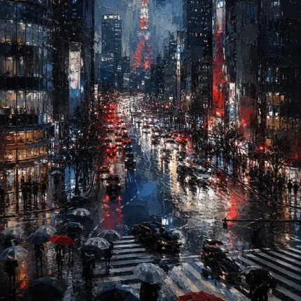 Tokyo Tower Night Cinematic Cityscapes Canvas Print