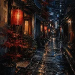 Tokyo Lantern Alley Cinematic Cityscapes Canvas Print
