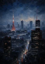Tokyo Skyline Night Cinematic Cityscapes Canvas Print