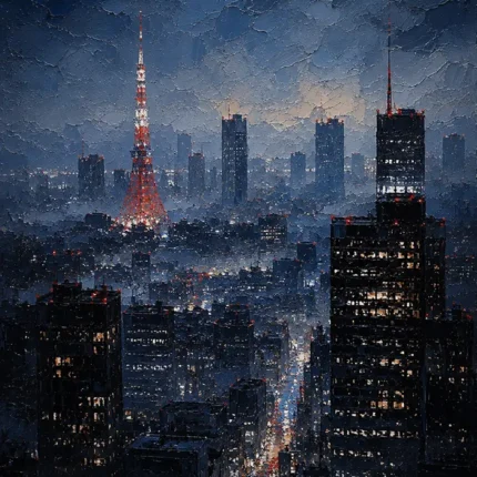 Tokyo Skyline Night Cinematic Cityscapes Canvas Print