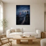 Tokyo Skyline Night Cinematic Cityscapes Canvas Print styled in a refined neutral interior
