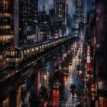 Tokyo Metro Night Cinematic Cityscapes Canvas Print