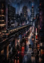 Tokyo Metro Night Cinematic Cityscapes Canvas Print