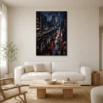 Tokyo Metro Night Cinematic Cityscapes Canvas Print styled in a refined neutral interior