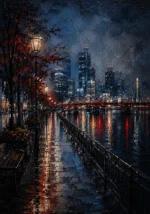 Tokyo Waterfront Night Cinematic Cityscapes Canvas Print