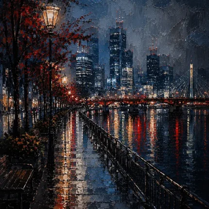 Tokyo Waterfront Night Cinematic Cityscapes Canvas Print