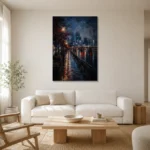 Tokyo Waterfront Night Cinematic Cityscapes Canvas Print styled in a refined neutral interior