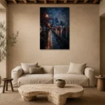 Tokyo Waterfront Night Cinematic Cityscapes Canvas Print presented in a sophisticated home setting