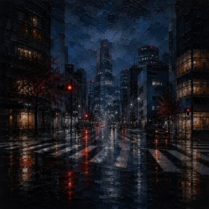 Tokyo Rain Crosswalk Cinematic Cityscapes Canvas Print