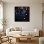 Tokyo Reflections Night Cinematic Cityscapes Canvas Print styled in a refined neutral interior
