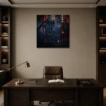 Tokyo Reflections Night Cinematic Cityscapes Canvas Print displayed in a contemporary gallery-inspired room