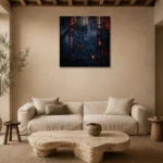 Tokyo Reflections Night Cinematic Cityscapes Canvas Print presented in a sophisticated home setting