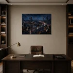 Tokyo Expressway Night Cinematic Cityscapes Canvas Print displayed in a contemporary gallery-inspired room