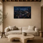 Tokyo Expressway Night Cinematic Cityscapes Canvas Print presented in a sophisticated home setting