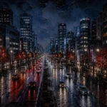 Tokyo Rain Boulevard Cinematic Cityscapes Canvas Print