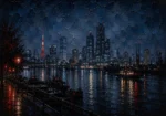 Tokyo Harbor Night Cinematic Cityscapes Canvas Print