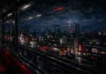 Tokyo Train Window Cinematic Cityscapes Canvas Print