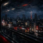 Tokyo Train Window Cinematic Cityscapes Canvas Print