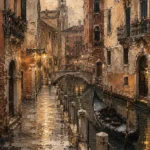 Venice Canal Italian Cityscape Wall Art Canvas Print