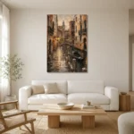 Venice Canal Italian Cityscape Wall Art Canvas Print styled in a refined neutral interior