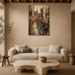 Venice Canal Italian Cityscape Wall Art Canvas Print presented in a sophisticated home setting