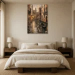 Venice Canal Italian Cityscape Wall Art Canvas Print showcased in an elegant minimalist interior