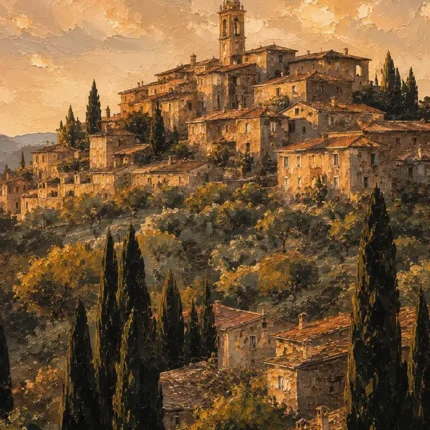 Tuscan Hilltop Italian Cityscape Wall Art Canvas Print