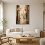 Venetian Passage Italian Cityscape Wall Art Canvas Print styled in a refined neutral interior