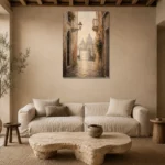 Venetian Passage Italian Cityscape Wall Art Canvas Print presented in a sophisticated home setting