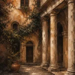 Italian Courtyard Italian Cityscape Wall Art Canvas Print
