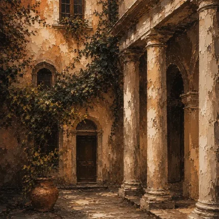 Italian Courtyard Italian Cityscape Wall Art Canvas Print