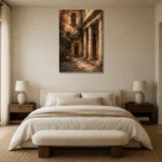 Italian Courtyard Italian Cityscape Wall Art Canvas Print showcased in an elegant minimalist interior